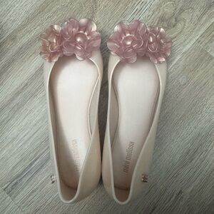Mini Melissa Pink Dress Shoes with Floral Accents